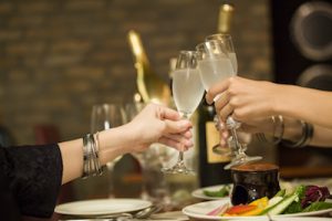 Women to toast with champagne